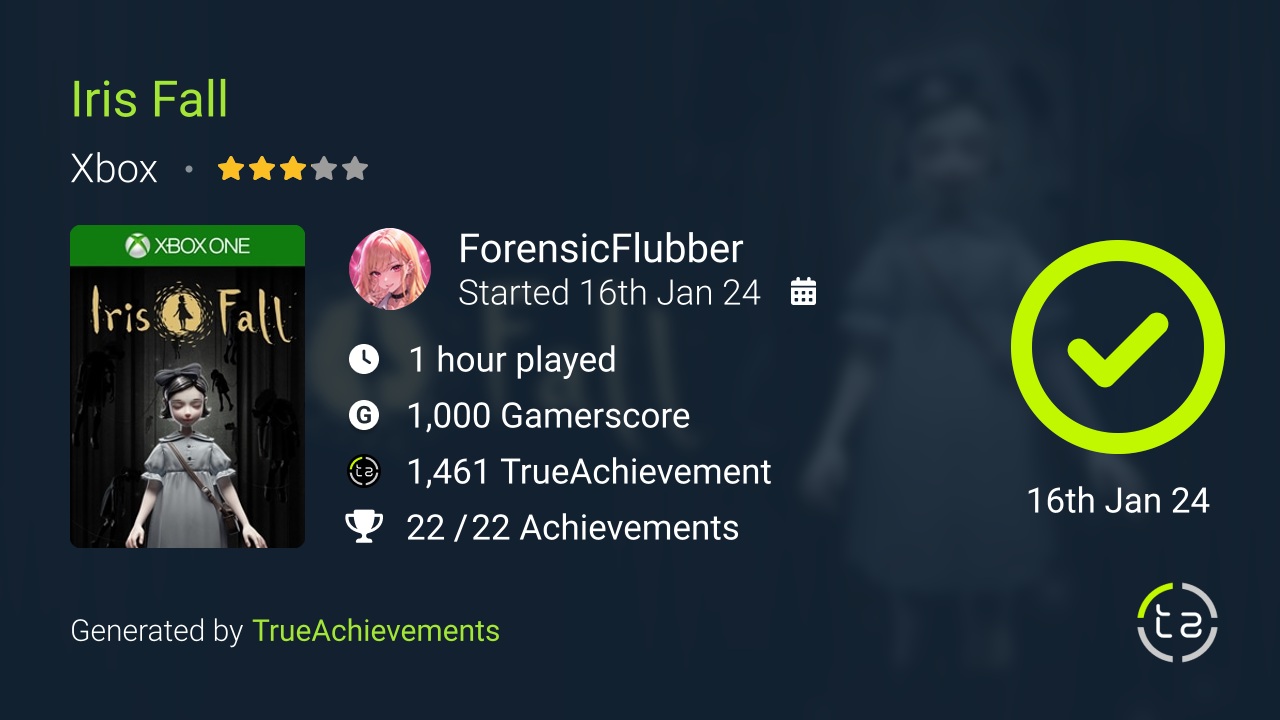 Iris Fall achievement summary
